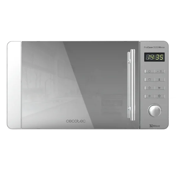 Imagen 2 Microondas Cecotec ProClean 5020 Mirror de 20 litros y 700W. Diseño frontal elegante con efecto espejo, tecnología 3DWave y revestimiento Ready2Clean.