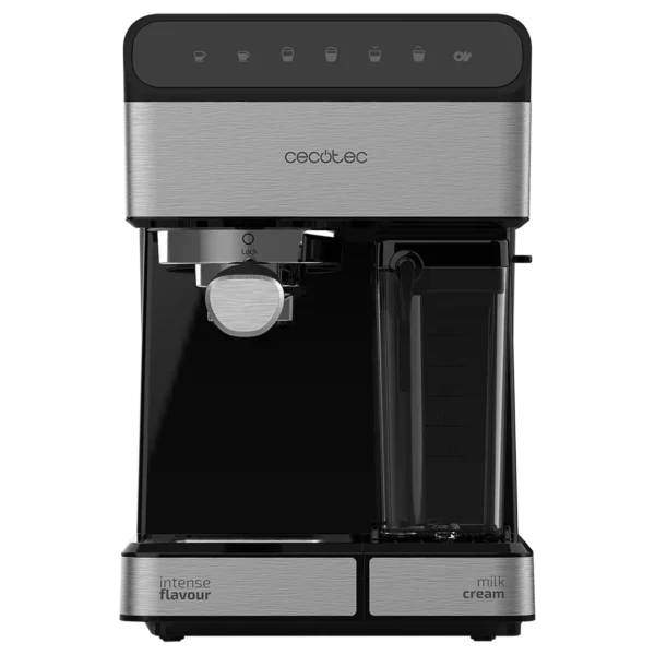 Imagen 2 Cafetera semiautomática Cecotec Power Instant-ccino 20 Touch Serie Nera con 20 bares, 1350 W, panel táctil y depósito de leche para capuchinos perfectos.