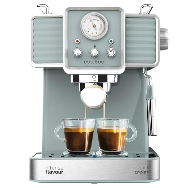Cafetera express Cecotec Power Espresso 20 Tradizionale con diseño vintage, manómetro frontal y vaporizador