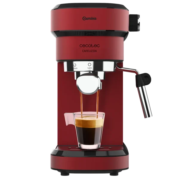 Cafetera express Cafelizzia 790 Shiny de color rojo con brazo portafiltros y vaporizador de acero inoxidable