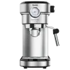 Cafetera espresso Cecotec Cafelizzia 790 Steel Pro de acero inoxidable con manómetro frontal y vaporizador orientable.