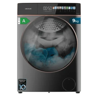 Lavadora de carga frontal CECOTEC Bolero DressCode 9900 Autodose Steel de 9 kg con pantalla FullColor