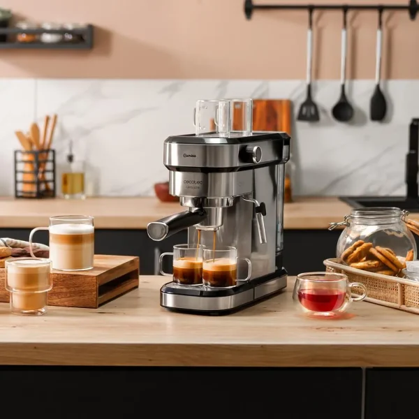 Imagen 2 Cafetera espresso Cafelizzia 790 Steel Duo de 1350 W y 20 bares. Sistema Thermoblock, vaporizador orientable y filtro para cápsulas. Diseño elegante en acero.