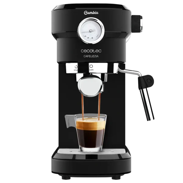 Cafetera espresso Cecotec Cafelizzia 790 Black Pro con acabados en negro y manómetro frontal