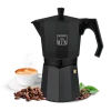 Imagen 2 Cafetera italiana Moklassic 600 Black de aluminio fundido para 6 tazas. Diseño elegante en negro con mango ergonómico y válvula de seguridad para café ideal.