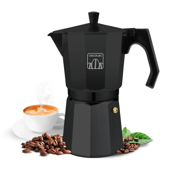 Imagen 2 Cafetera italiana Moklassic 600 Black de aluminio fundido para 6 tazas. Diseño elegante en negro con mango ergonómico y válvula de seguridad para café ideal.