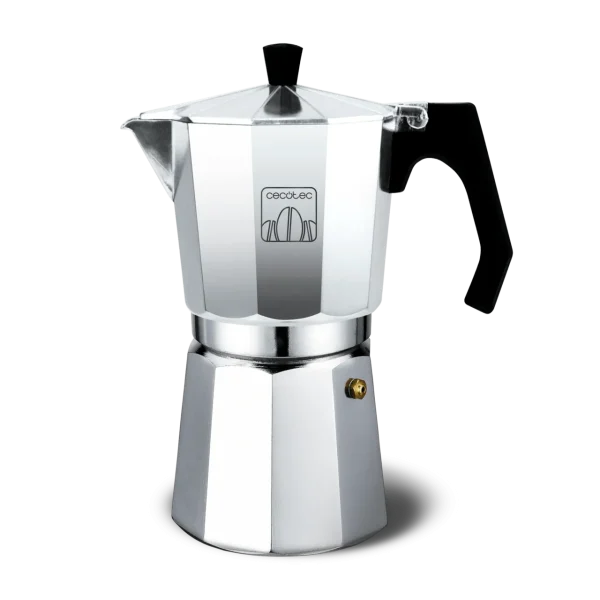 Imagen 2 Cafetera italiana Mokclassic 900 Shiny de Cecotec fabricada en aluminio fundido para 9 tazas. Diseño elegante con mango ergonómico y acabados de alta calidad.