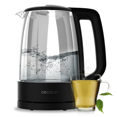 Hervidor de agua eléctrico Cecotec Thermosense 320 Clear de vidrio borosilicato transparente con iluminación LED azul y base giratoria