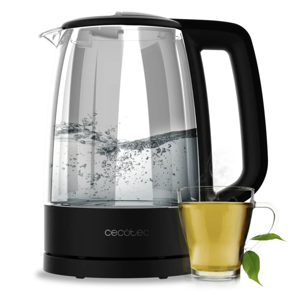 Hervidor de agua eléctrico Cecotec Thermosense 320 Clear de vidrio borosilicato transparente con iluminación LED azul y base giratoria