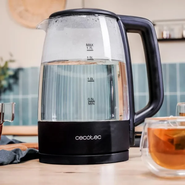 Imagen 4 Hervidor de agua de 1,7 litros y 2200 W fabricado en vidrio de borosilicato. Diseño resistente, libre de BPA, con luz LED y filtro antical desmontable.