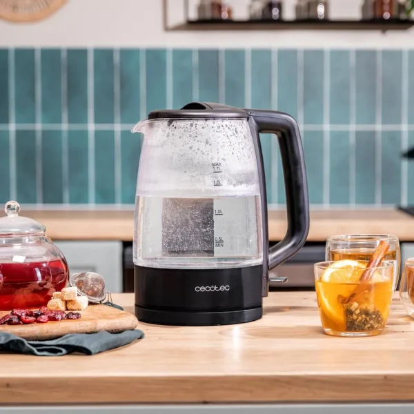Imagen 8 Hervidor de agua de 1,7 litros y 2200 W fabricado en vidrio de borosilicato. Diseño resistente, libre de BPA, con luz LED y filtro antical desmontable.