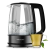 Hervidor de agua Cecotec Thermosense 340 Clear de vidrio de borosilicato transparente con luz LED azul encendida y base giratoria