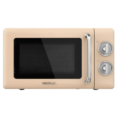 Microondas mecánico Cecotec ProClean 3010 Retro Beige de 20 litros y 700 W vista frontal