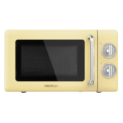 Microondas mecánico Cecotec ProClean 3110 Retro Yellow de 20 litros y 700 W con acabado vintage y función grill