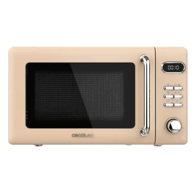 Microondas digital Cecotec ProClean 5110 Retro Beige de 20 L con panel de control y diseño vintage frontal