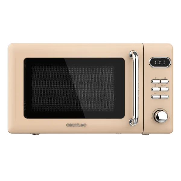 Microondas digital Cecotec ProClean 5110 Retro Beige de 20 L con panel de control y diseño vintage frontal