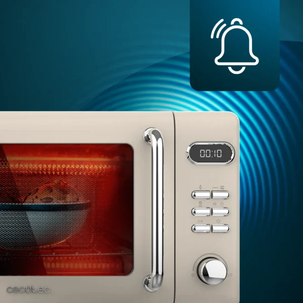 Imagen 8 Microondas digital Cecotec ProClean 5110 Retro Beige de 20 litros y 700 W. Diseño vintage con grill, panel de control intuitivo y temporizador exacto.