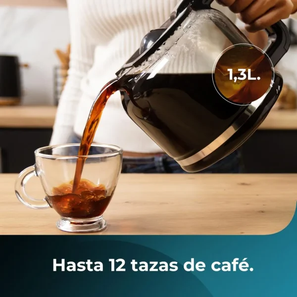 Imagen 8 Cafetera de goteo digital Coffee 56 Time de Cecotec con 950 W, capacidad de 1.5 L para 12 tazas, programable 24h y función Extra Aroma para un sabor intenso.
