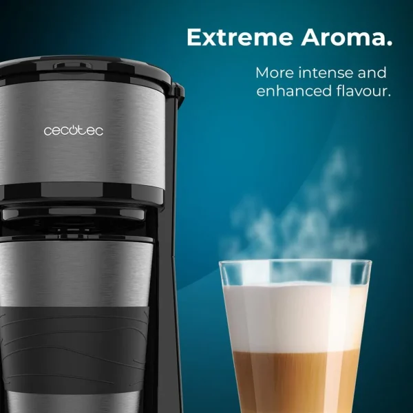 Imagen 4 Cafetera de goteo Cecotec Coffee 66 Drop & Go con acabado en acero inoxidable, termo portátil de 500 ml y tecnología AromaSense para un café con sabor intenso.