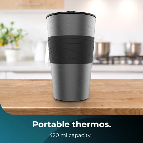 Imagen 5 Cafetera de goteo Cecotec Coffee 66 Drop & Go con acabado en acero inoxidable, termo portátil de 500 ml y tecnología AromaSense para un café con sabor intenso.