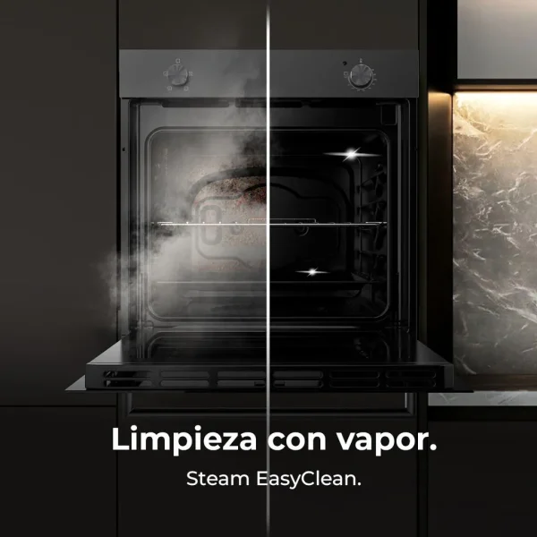 Imagen 7 Horno integrable Cecotec Bolero Hexa C126000 Dark Inox A con 77 litros de capacidad, 4 funciones de cocción, 2800 W de potencia y eficiencia energética clase A.