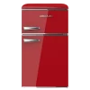 Imagen 2 Mini frigorífico retro de dos puertas Bolero CoolMarket 2D Origin 86 Red E con 86L de capacidad, eficiencia energética clase E, luz LED y tirador cromado.