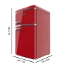 Imagen 3 Mini frigorífico retro de dos puertas Bolero CoolMarket 2D Origin 86 Red E con 86L de capacidad, eficiencia energética clase E, luz LED y tirador cromado.