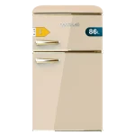 Frigorífico mini retro Bolero CoolMarket 2D Origin 86 Beige E de dos puertas con tirador dorado