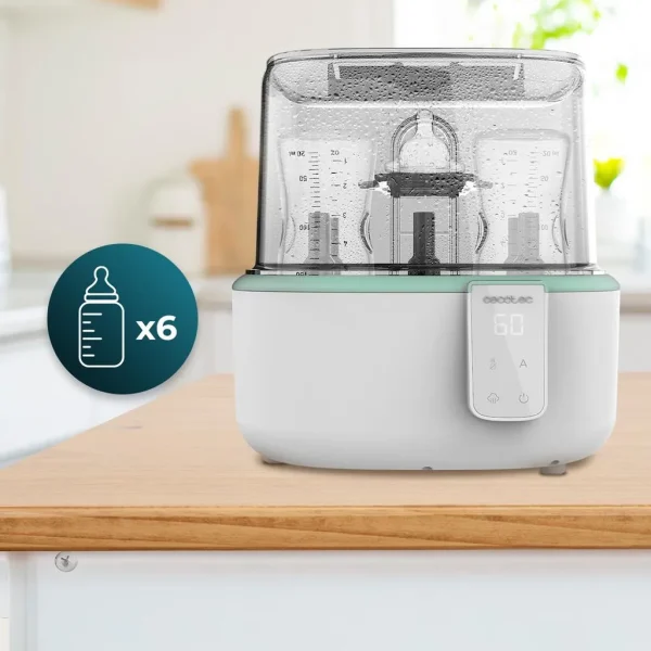 Imagen 4 Esterilizador digital Cecotec para hasta 6 biberones. Ciclo rápido de 8 minutos con soporte para tetinas. Higiene máxima y seguridad total para tu bebé.