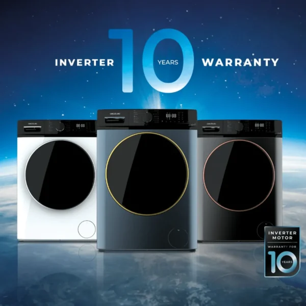 Imagen 7 Lavadora carga frontal Bolero DressCode 10610 Inverter Steel A de Cecotec. Capacidad 10 Kg, 1400 RPM, motor Inverter Plus, Steam Max y eficiencia clase A.