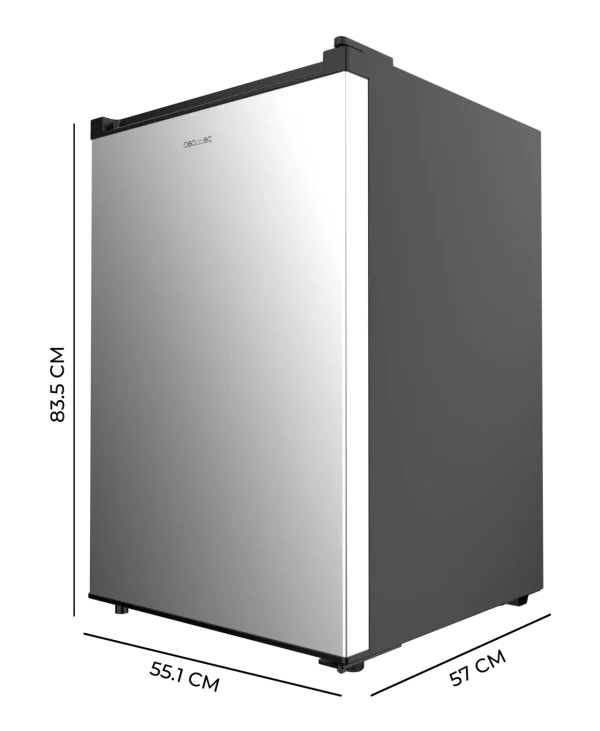 Imagen 2 Mini frigorífico Cecotec Bolero CoolMarket TT 133 L Inox de 133 litros, clase E, Crisper Box y luz LED. Diseño compacto de 83,5 cm con control de temperatura.