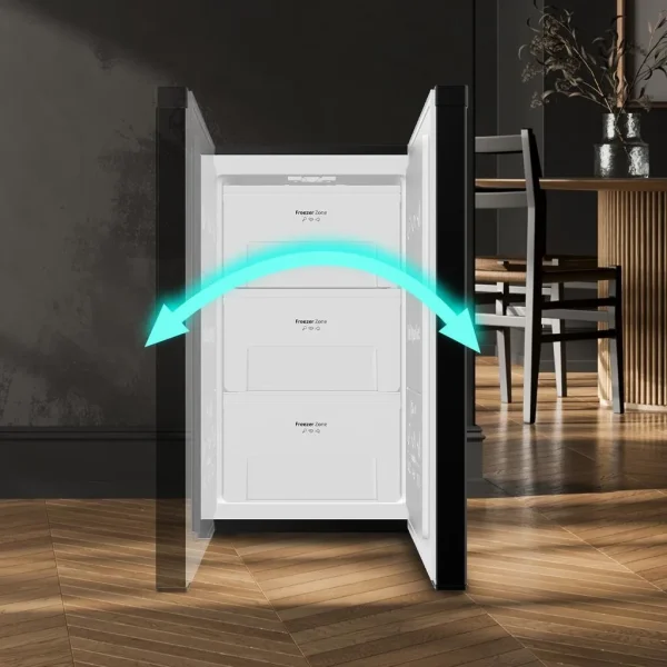 Imagen 8 Congelador vertical Bolero CoolMarket TF 87 Black de 87 litros y clase energética E. Diseño compacto en negro ideal para espacios reducidos y encimeras.