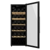 Imagen 2 Vinoteca Bolero GrandSommelier 98000 Black de Cecotec para 98 botellas. Sistema de compresor silencioso, estantes de madera y control táctil. 128,5 cm de alto.