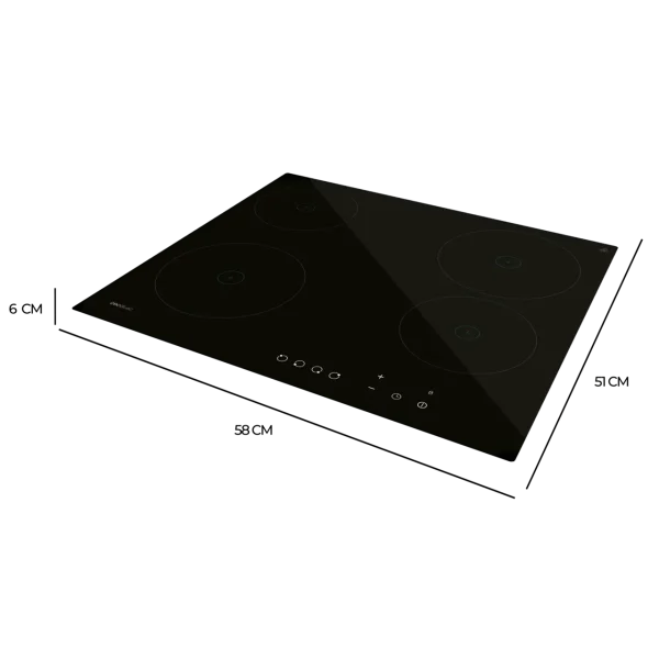 Imagen 3 Placa vitrocerámica Bolero Squad V 4001 de Cecotec con 4 fuegos, 6000 W de potencia, 9 niveles y control táctil para una cocción precisa y eficiente.
