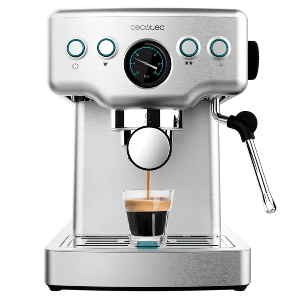 Cafetera Cecotec Power Espresso 20 Barista Mini con manómetro frontal y vaporizador de acero inoxidable