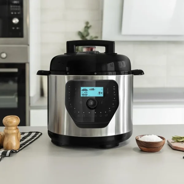Imagen 2 Olla programable GM H Deluxe de 6L con báscula integrada y tapa Advance. Robot de cocina con 19 menús, presión ajustable y programación 24h para recetas fáciles.