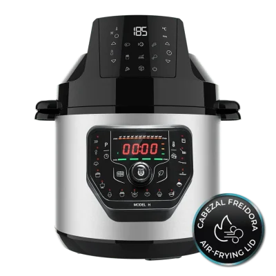 Olla programable GM H Fry de Cecotec con cabezal de freidora de aire y tapa Advance vista frontal