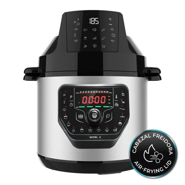 Olla programable GM H Fry de Cecotec con cabezal de freidora de aire y tapa Advance vista frontal