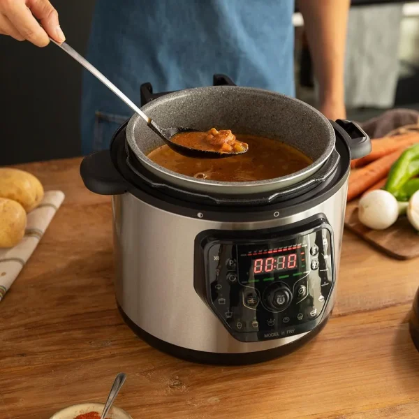Imagen 2 Olla GM H Fry de Cecotec: robot de cocina multifunción con cabezal de freidora de aire, 6L de capacidad y tapa Advance. Programable 24h y temperatura ajustable.