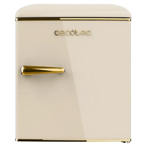 Imagen 2 Mini frigorífico retro de 45 litros en color beige con 55 cm de alto. Diseño vintage elegante, eficiencia energética clase E y dimensiones compactas para oficina.
