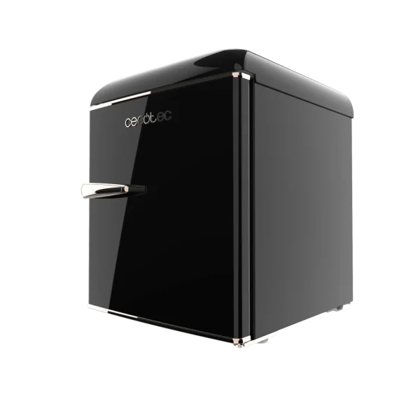 Imagen 4 Mini frigorífico retro negro de 45L con diseño vintage y eficiencia clase E. Compacto y silencioso, ideal para habitaciones, oficinas o espacios reducidos.