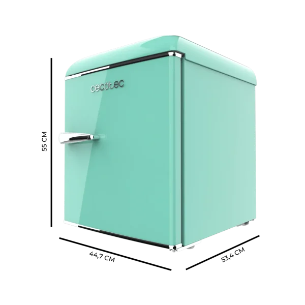 Imagen 3 Mini frigorífico retro Bolero CoolMarket TT Origin 45 Green E con 45 litros de capacidad, diseño vintage en color verde y clasificación energética clase E.
