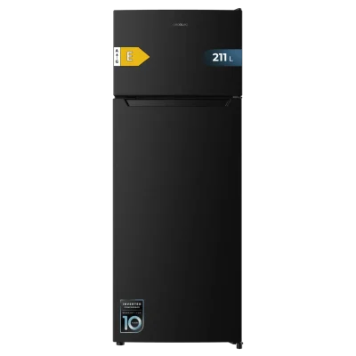 Frigorífico de dos puertas Cecotec Bolero CoolMarket 2D 211 Black E en color negro de 143 cm