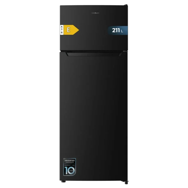 Frigorífico de dos puertas Cecotec Bolero CoolMarket 2D 211 Black E en color negro de 143 cm