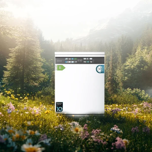 Imagen 7 Lavavajillas de 60 cm con capacidad para 15 cubiertos, eficiencia energética clase B, motor Inverter Plus y sistema Turbo Dry+ para un secado impecable.