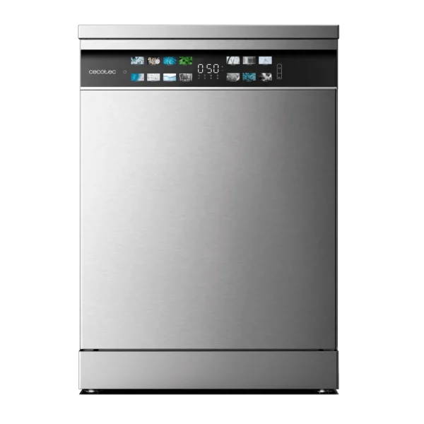 Imagen 2 Lavavajillas Cecotec Bolero Aguazero 6700 Inox B de 60 cm con capacidad para 15 cubiertos, motor Inverter Plus, eficiencia energética B y sistema Turbo Dry+.