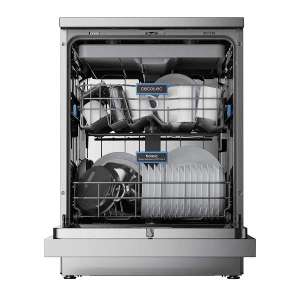 Imagen 3 Lavavajillas Cecotec Bolero Aguazero 6700 Inox B de 60 cm con capacidad para 15 cubiertos, motor Inverter Plus, eficiencia energética B y sistema Turbo Dry+.