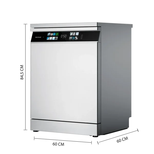 Imagen 4 Lavavajillas Cecotec Bolero Aguazero 6700 Inox B de 60 cm con capacidad para 15 cubiertos, motor Inverter Plus, eficiencia energética B y sistema Turbo Dry+.
