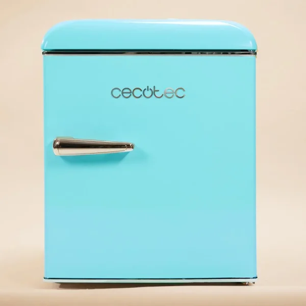 Imagen 8 Mini frigorífico retro Bolero CoolMarket TT Origin 45 Blue E de Cecotec. Capacidad de 45L, clase energética E y diseño vintage azul compacto de 55 cm de alto.