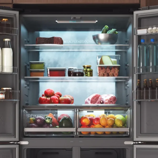 Imagen 8 Frigorífico 4 puertas Bolero CoolMarket 4D 503 Black Glass E de 503L. Incluye compresor Inverter, tecnología NoFrost, MetalFlexCooling y acabado en cristal negro.